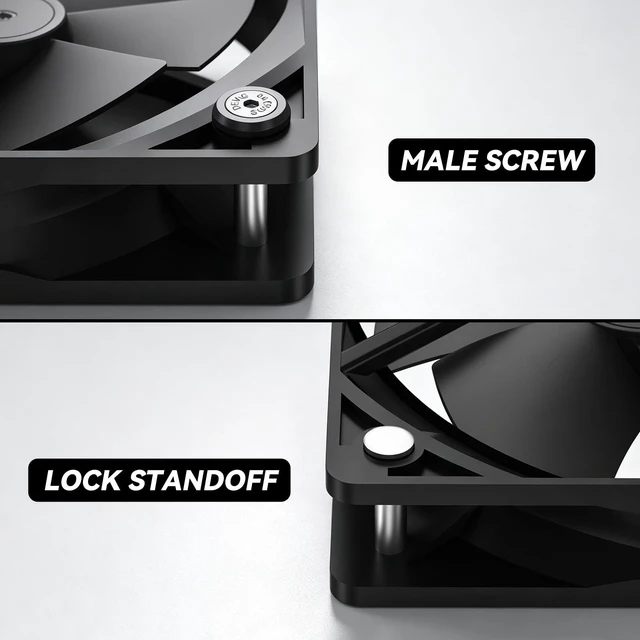 Alt view image 4 of 6 - PC Fan Screws for 25mm Fans, 20PCS Fan-Safe Lock Screw Kit | Stainless Steel M3 Screw & Lock Standoff with Aluminum Washer, Zero-Damage Case Fan Screws for 25mm PC Cooling Fans Mounting