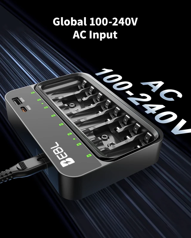 Alt view image 6 of 7 - PD 20W AA AAA 9V Battery Charger for NiMH NiCD Rechargeable Battery | PD3.0 USB C & Micro USB