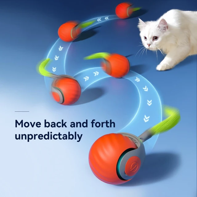 Alt view image 2 of 7 - Speedy Sprint Ball Toy for Cat Type-C Rechargeable Interactive Cats Toy (Blue+Orange)