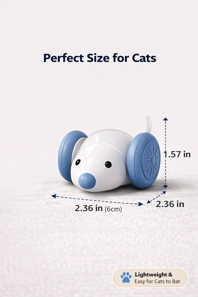 Alt view image 4 of 5 - Interactive Cat Toy Mouse Automatic Moving Cat Toy with LED Tail, Rechargeable Smart Motion Toy for Indoor Cats, Self-Moving Cat Toy with Obstacle Response, USB Charging Cat Toy for Bored Cats