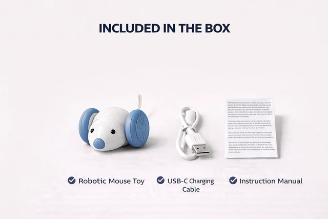 Alt view image 5 of 5 - Interactive Cat Toy Mouse Automatic Moving Cat Toy with LED Tail, Rechargeable Smart Motion Toy for Indoor Cats, Self-Moving Cat Toy with Obstacle Response, USB Charging Cat Toy for Bored Cats