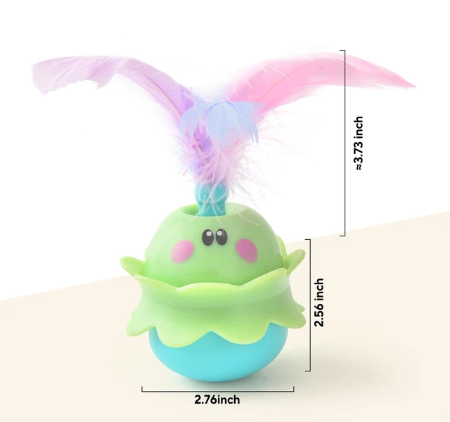 Alt view image 7 of 7 - Interactive Automatic Cat Feather Toy, Rotating with LED Light, Rechargeable Electronic Chirping Toys for Indoor Cats, Blue