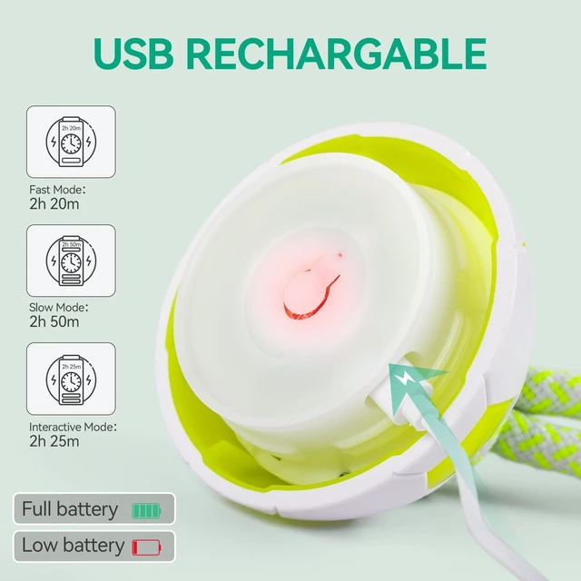 Alt view image 5 of 7 - Interactive Dog Toys, Smart Dog Ball with Durable Rope, Automatic Moving and Rolling Ball Toys for Small Medium Large Dogs, Motion-Activated and USB Rechargeable