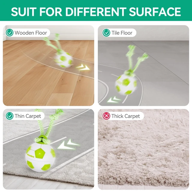 Alt view image 7 of 7 - Interactive Dog Toys, Smart Dog Ball with Durable Rope, Automatic Moving and Rolling Ball Toys for Small Medium Large Dogs, Motion-Activated and USB Rechargeable