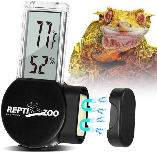 Main image of Magnetic Reptile Thermometer and Humidity Gauge, Digital LCD Temperature Humidity Monitor, Tank Terrarium Temp and Humidity Meter Accessories for Bearded Dragon, Snake, Hermit Crabs, Gecko
