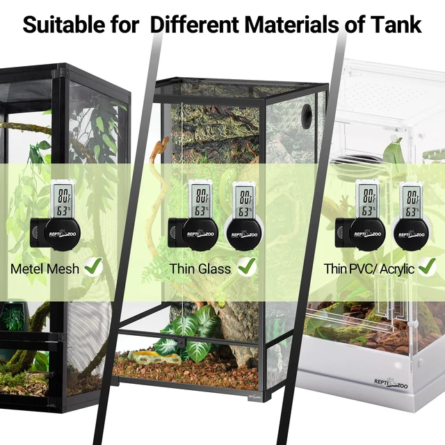 Alt view image 5 of 7 - Magnetic Reptile Thermometer and Humidity Gauge, Digital LCD Temperature Humidity Monitor, Tank Terrarium Temp and Humidity Meter Accessories for Bearded Dragon, Snake, Hermit Crabs, Gecko