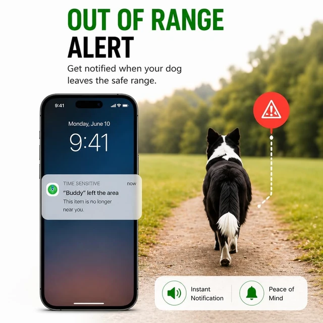 Alt view image 4 of 7 - GPS Collar for Dogs (iOS Only) Smart tag,Waterproof Compatible with Apple Find My,No Monthly Fee,Advanced Tracking Solution Smart Collar for Pet Safety Ideal Small Large Dogs (iOS Tracker for Dog)