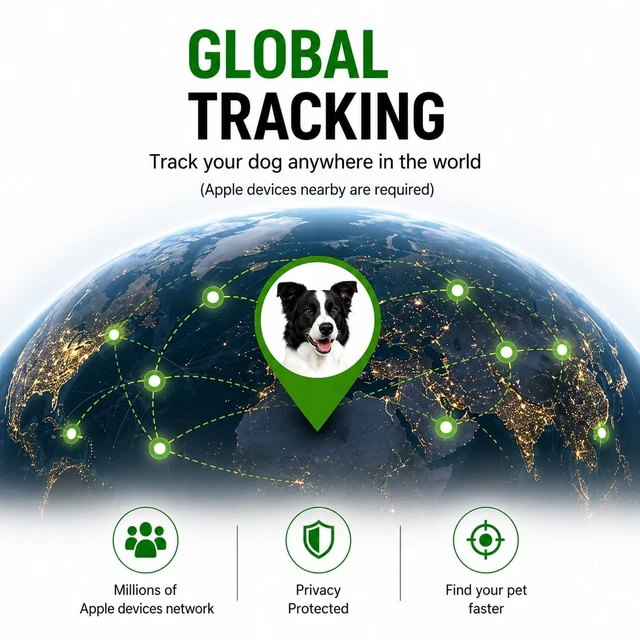 Alt view image 3 of 7 - GPS Collar for Dogs (iOS Only) Smart tag,Waterproof Compatible with Apple Find My,No Monthly Fee,Advanced Tracking Solution Smart Collar for Pet Safety Ideal Small Large Dogs (iOS Tracker for Dog)