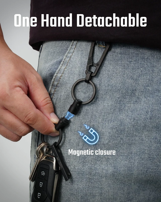 Alt view image 3 of 7 - KA45 Titanium Magnetic Quick Release Keychain | One-Hand Detachable Connector for Car Keys, House Keys, USB Drives and EDC