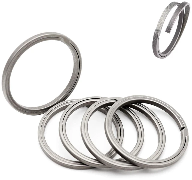 Main image of Titanium Key Rings Heavy Duty Side Push Easy Open Split Keychain Rings | No Nail Damage, Ultra Lightweight Dog Tag Ring, Bulk Keyrings for Car Keys, Hypoallergenic, Never Rusty, EDC Gift for Men
