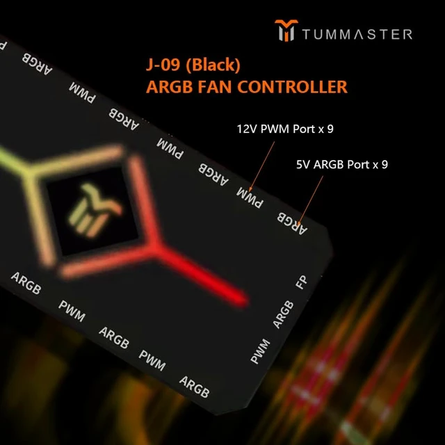 Alt view image 4 of 7 - ARGB Fan HUB 5V-3Pin LED Hub 4 Pin PWM Chassis Fan Controller RF Remote (J-09Black)