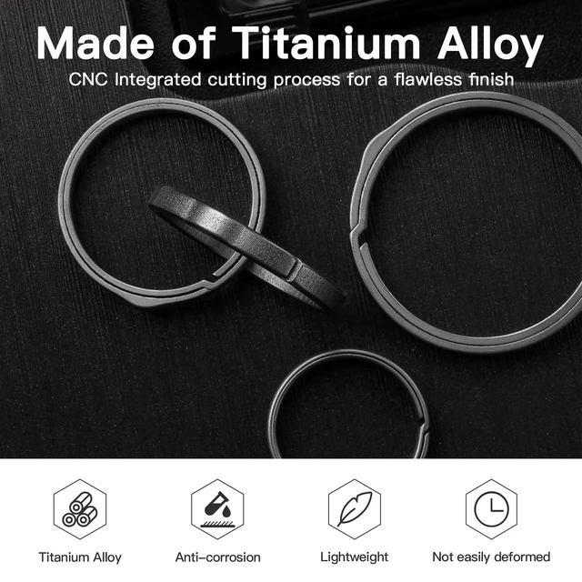 Alt view image 2 of 7 - Titanium Key Chain Rings, Heavy Duty Keychain Rings | Split Keyring for Car Keys, Dog Tags,Carabiner