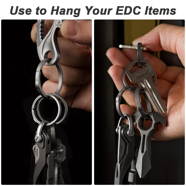 Alt view image 6 of 7 - Titanium Key Chain Rings, Heavy Duty Keychain Rings | Split Keyring for Car Keys, Dog Tags,Carabiner