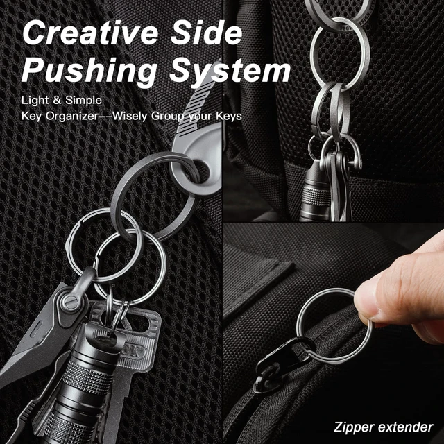 Alt view image 7 of 7 - Titanium Key Chain Rings, Heavy Duty Keychain Rings | Split Keyring for Car Keys, Dog Tags,Carabiner