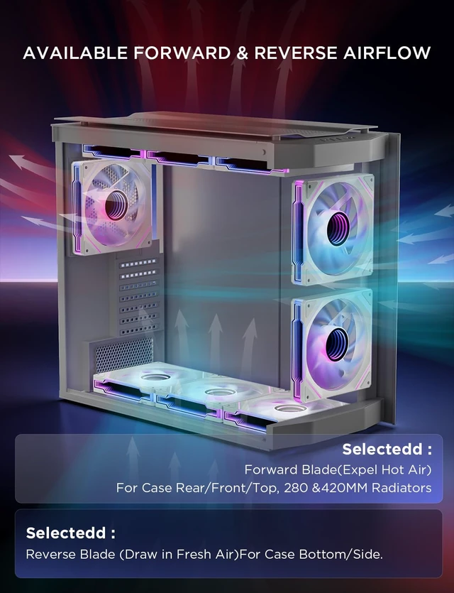 Alt view image 3 of 6 - Amici 140mm ARGB PC Case Fan, HDB Bearing Fan with ARGB Lighting, Fan Speeds Up to 2000 RPM, Compatible with Motherboard Aura SYNC (Enhances PC Case Aesthetics)