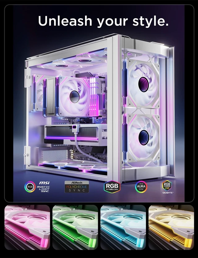 Alt view image 4 of 6 - Amici 140mm ARGB PC Case Fan, HDB Bearing Fan with ARGB Lighting, Fan Speeds Up to 2000 RPM, Compatible with Motherboard Aura SYNC (Enhances PC Case Aesthetics)