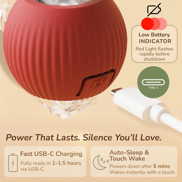 Alt view image 5 of 7 - Interactive Cat Toy Automatic Moving Ball, Indoor Cats, Rechargeable, Red | Self-rolling motion sensor orb with bright LED lights. Keeps indoor cats busy with hands-free solo play while you are out