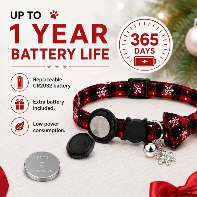 Alt view image 5 of 7 - Cat Tracker GPS for Android, Pet GPS Tracker Collar for Cats No Subscription, IP67 Waterproof Cat Collar with Tracker Compatible with Google Find Hub Replaceable 1-Year Battery, Android Only (Red)