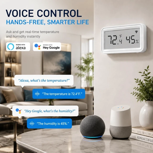 Alt view image 3 of 7 - WiFi Temperature Humidity Sensor with App Alerts, LCD Display | Remote Monitoring, Custom Alerts, Calibration & Data Logging for Home, Greenhouse, Reptile and Wine Cellar