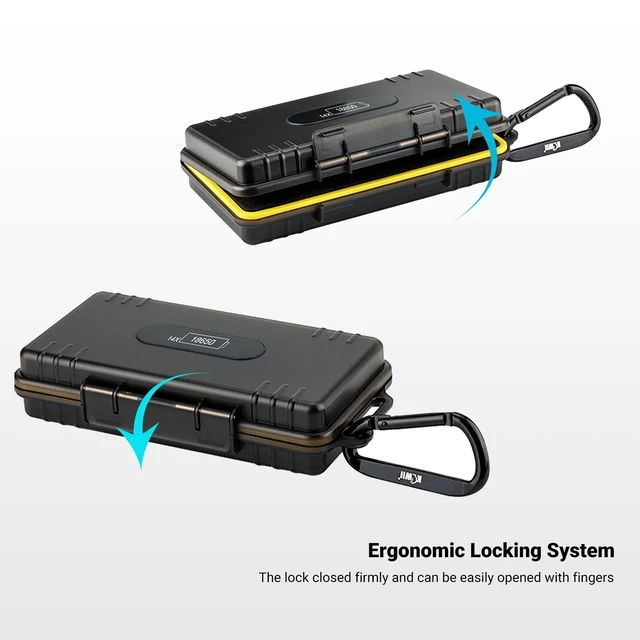 Alt view image 4 of 7 - 14 Slots 18650 Battery Case with Carabiner, Water-Resistant and Shockproof Battery Storage for 14 x 18650, 18650 Organizer Box