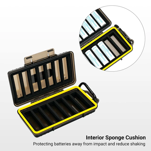 Alt view image 3 of 7 - 14 Slots 18650 Battery Case with Carabiner, Water-Resistant and Shockproof Battery Storage for 14 x 18650, 18650 Organizer Box