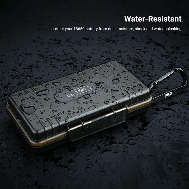 Alt view image 6 of 7 - 14 Slots 18650 Battery Case with Carabiner, Water-Resistant and Shockproof Battery Storage for 14 x 18650, 18650 Organizer Box
