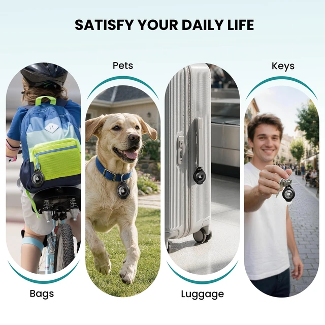 Alt view image 7 of 7 - Waterproof AirTag Holder, 4 Pack AirTag Keychain Holder with Keyring, Black | Compatible with Apple AirTags 1st & 2nd, Ultra-Durable Anti-Scratch Protective Case for Luggage, Backpack, Pet, Bag
