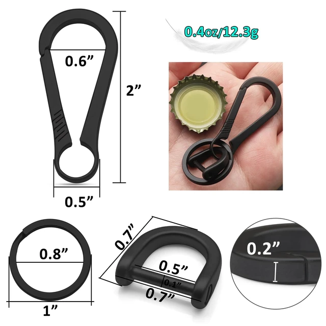 Alt view image 5 of 7 - Titanium Carabiner for Keys Small Light Weight Keychain Key Clip | Quick Release Heavy Duty D Ring Key Chain for Car Key fob, Hypoallergenic Secure Keyring D Ring for Car Keys