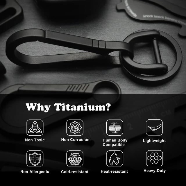 Alt view image 6 of 7 - Titanium Carabiner for Keys Small Light Weight Keychain Key Clip | Quick Release Heavy Duty D Ring Key Chain for Car Key fob, Hypoallergenic Secure Keyring D Ring for Car Keys