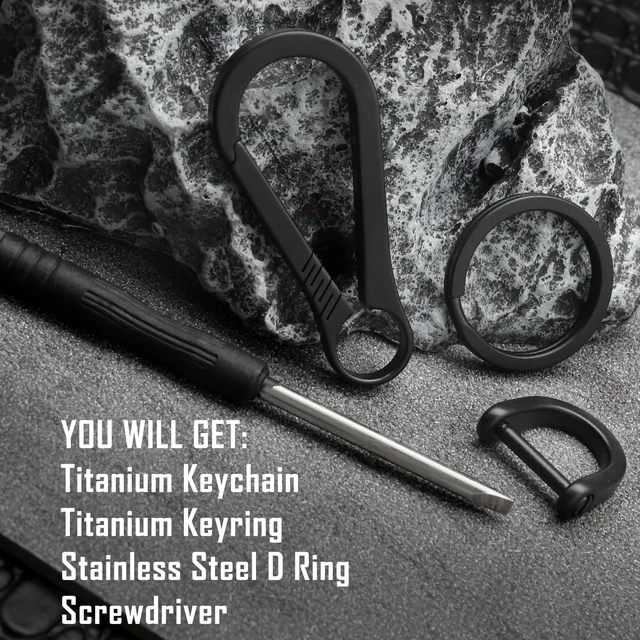 Alt view image 7 of 7 - Titanium Carabiner for Keys Small Light Weight Keychain Key Clip | Quick Release Heavy Duty D Ring Key Chain for Car Key fob, Hypoallergenic Secure Keyring D Ring for Car Keys