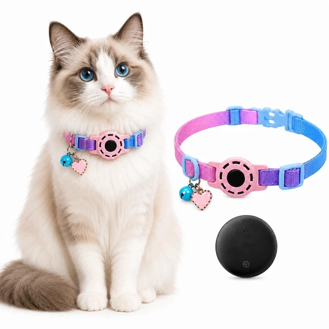 Main image of Cat Tracker GPS for Android, Pet GPS Tracker Collar for Cats No Subscription, IP67 Waterproof Cat Collar with Tracker Compatible with Google Find Hub Replaceable 1-Year Battery, Android Only (Pink)