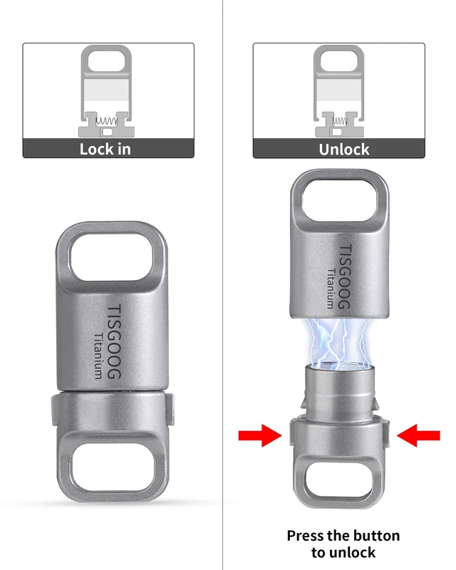 Alt view image 3 of 7 - Strong Magnetic Quick Release KeychainMagnetic key holder | GR5 Titanium, 0.31 oz Ultra-Light, 88 lb Load Capacity, 360°Rotation,Rust-Proof, Double-lock Safety, for Work Home Fishing