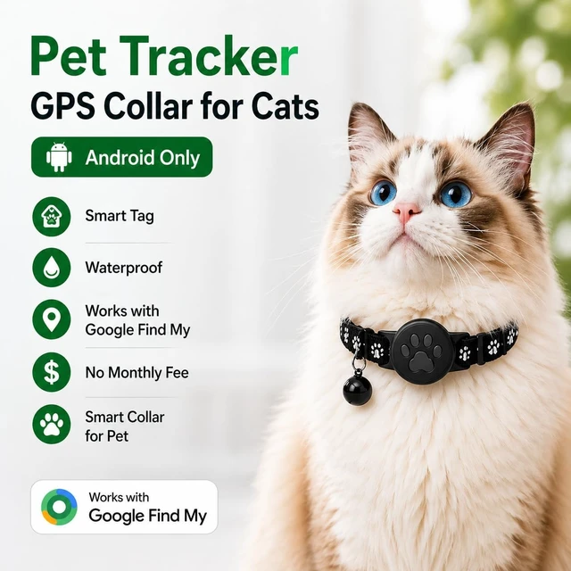 Alt view image 2 of 7 - Pet Tracker,GPS Collar for Cats,Smart tag,Waterproof Compatible with Find My,No Monthly Fee,Advanced Tracking Solution Smart Collar for Pet Safety Ideal Small Large Cats(Android User)