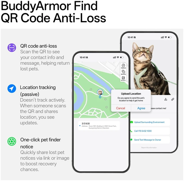 Alt view image 4 of 4 - Cat Collar with QR Code Name Tag, 6-12" Adjustable Non Breakaway QR Code Cat Collar Elastic Release Personalized Online Pet Profile Scan Contact Silicone QR ID Tag for Cats (Blurple, S)