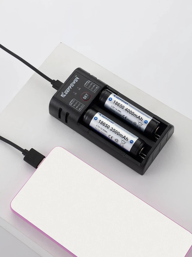 Main image of K2 2-Bay Battery Charger for 26700/26650/26500/21700/18650/18500/18350/17650/17500/16650/16340/14650/14500/14430 & AA/AAA/A/SC/C/F6 Rechargeable Batteries (Battery Not Included)