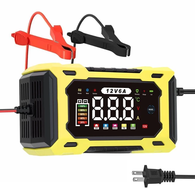 Main image of 12V 6A Smart Battery Charger Maintainer, Fully Automatic Trickle Charger | MultiStage Charging & Comprehensive Safety Protection, for LeadAcid (AGM, GEL, SLA, Flooded, deepcycle) batteries