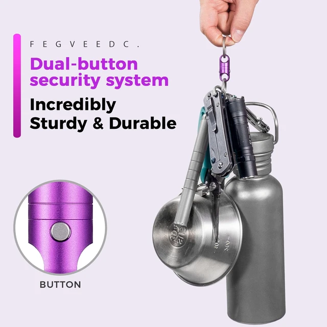Alt view image 4 of 6 - Strong Magnet Quick Release Keychain Connector (Purple 1 Pack) | Anti-fall,Double-Pin Lock Mechanism,360° Rotatable,One-handed Operation