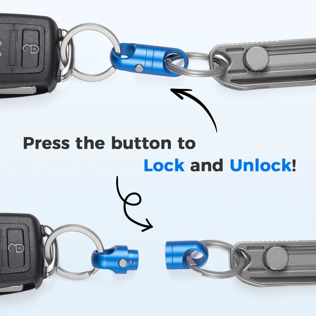 Alt view image 3 of 6 - Strong Magnet Quick Release Keychain Connector (Blue 1 Pack) | Anti-fall,Double-Pin Lock Mechanism,360° Rotatable,One-handed Operation