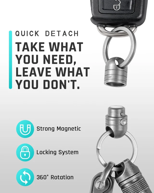 Alt view image 3 of 7 - Titanium Quick Release Keychain,Detachable Pull Apart Key Chain Rings | Retractable Car Key Chain Holder for Men Women