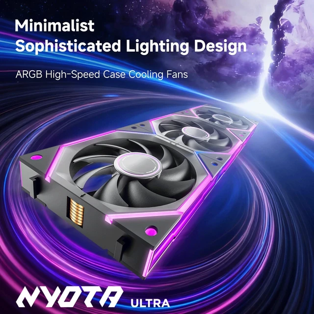 Alt view image 5 of 7 - Nyota Ultra 120mm PC Case Fan - Space-Inspired Design (Infinity Mirror + RGB Ring), 9 Blades 58.5 CFM, Modular Build, Ultra-Quiet Silicone Pads, PWM Control-Quiet Hydro Bearing