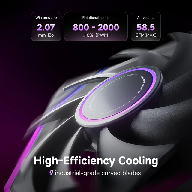 Alt view image 7 of 7 - Nyota Ultra 120mm PC Case Fan - Space-Inspired Design (Infinity Mirror + RGB Ring), 9 Blades 58.5 CFM, Modular Build, Ultra-Quiet Silicone Pads, PWM Control-Quiet Hydro Bearing