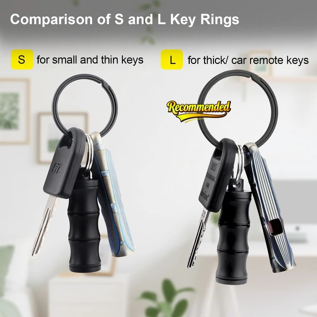 Alt view image 7 of 7 - Titanium Key Rings Heavy Duty Side Push Easy Open Split Keychain Rings | No Nail Damage, Ultra Lightweight Dog Tag Ring, Bulk Keyrings for Car Keys, Hypoallergenic, Never Rusty, EDC Gift for Men