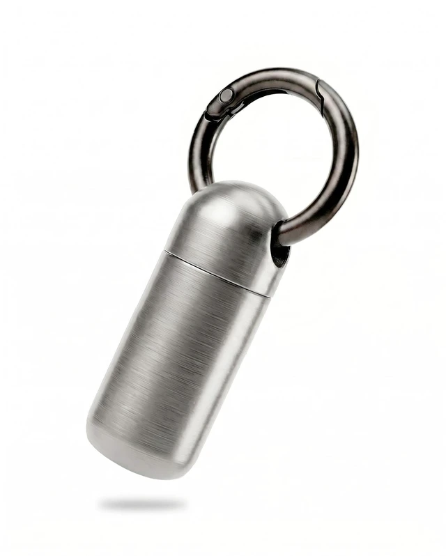 Main image of Titanium Keychain Pill Holder, Waterproof Small Single Pill Case for Nitro | Quick Release Carabiner, Medical Emergency for Aspirin, EDC Travel, Travel Mini Pill Box for Purse, Gift for Men & Women