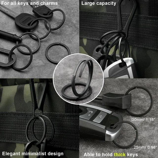 Alt view image 4 of 7 - Titanium Key Rings Heavy Duty Side Push Easy Open Split Keychain Rings | No Nail Damage, Ultra Lightweight Dog Tag Ring, Bulk Keyrings for Car Keys, Hypoallergenic, Never Rusty, EDC Gift for Men