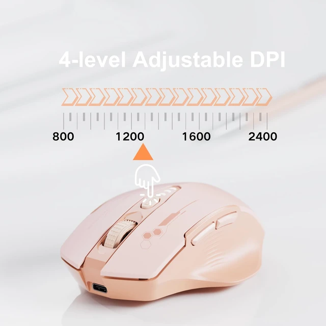 Alt view image 4 of 4 - Bluetooth Mouse, Tri-Mode Wireless, Rechargeable, 3-Device Switch | Dual Bluetooth plus 2.4G connectivity, 3-device switching and a visible rechargeable battery level.