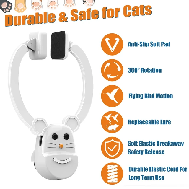 Alt view image 4 of 7 - Interactive Cat Toys for Indoor Cats, Automatic Flying Bird Feather Wand Toy for Chase Exercise Enrichment, Rechargeable Durable Safe Hanging Cat Toy for Bored Kittens & Adult Cats