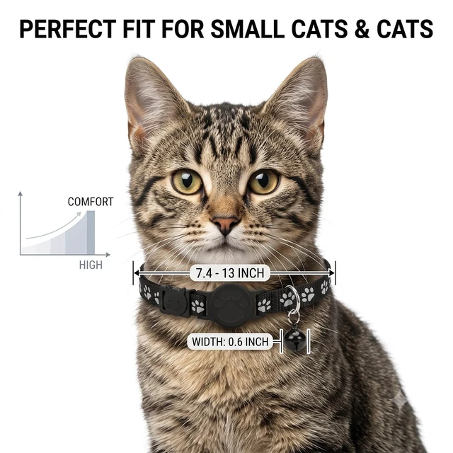 Alt view image 5 of 7 - Cat Tracker with QR Code GPS Collar for Cats Electronic Pet Locator Waterproof Compatible with Apple Find My Advanced Tracking Solution Smart Collar Ideal for Small to Large Cats No Monthly Fee