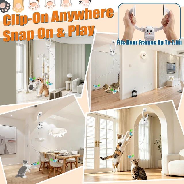 Alt view image 5 of 7 - Interactive Cat Toys for Indoor Cats, Automatic Flying Bird Feather Wand Toy for Chase Exercise Enrichment, Rechargeable Durable Safe Hanging Cat Toy for Bored Kittens & Adult Cats