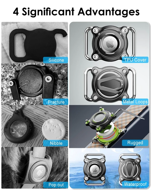 Alt view image 3 of 7 - for Airtag Holder for Dog Collar - IP68 Waterproof Airtag Dog Collar Holder with Removable Metal Clip, Sturdy TPU for Apple Airtag,Fits 0.7-1.3" Width Medium Large Collars