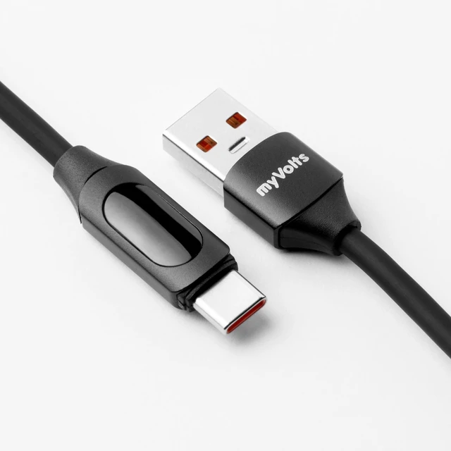 Alt view image 2 of 3 - Step Up USB-A to USB-C PD Cable with LCD Power Meter, Liquorice Black